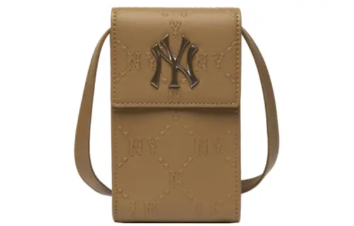 MLB Artificial Leather Cell Phone Pouch, Crossbody Bag Unisex Brown