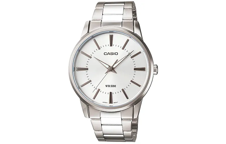 CASIO STANDARD Dark Heart Quartz Movement Stainless Steel Strap Watch Men's Watches White Dial