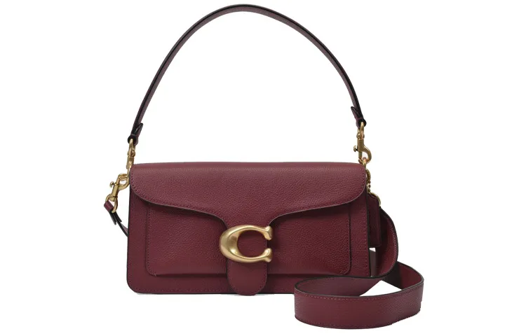 COACH Tabby Leather Shoulder Bag, Portable Crossbody Bag Women's Burgundy