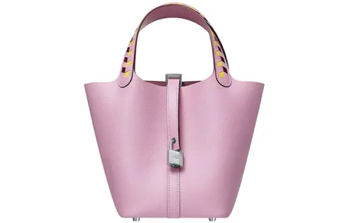 HERMES Picotin Lock Epsom Leather Basket Bag, Bucket Bag, Handbag 18 Women's X9 Mauve Sylvestre Mallow Purple