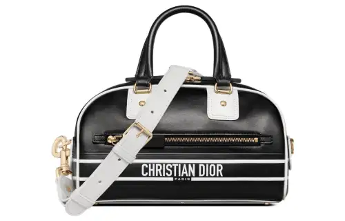 DIOR Smooth Cow Leather Bowling Bag, Shoulder Bag, Crossbody Bag, Handbag Small Women's Black