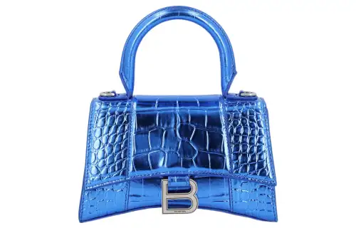 Balenciaga Hourglass Calfskin Handbag, Shoulder Bag, Crossbody Bag Women's Blue