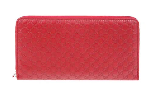 GUCCI Leather Wallet Women's Red