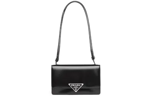 PRADA Leather Shoulder Bag Women's Black