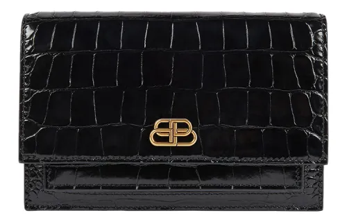 Balenciaga Calfskin Chain Bag Clutch Women's Black