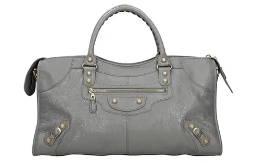 Balenciaga Luggage Collection Studs Leather Handbag Women's Gray