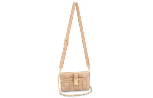 LOUIS VUITTON Pochette Troca Damier Quilt Cashmere Beige
