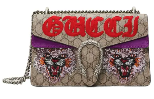 GUCCI Dionysus Canvas With Leather Shoulder Bag, Crossbody Bag Women's