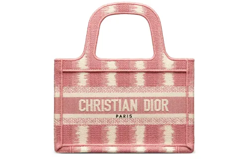 DIOR BookTote Embroidery Tote Bag, Shopping Bag, Handbag Mini Women's Pink