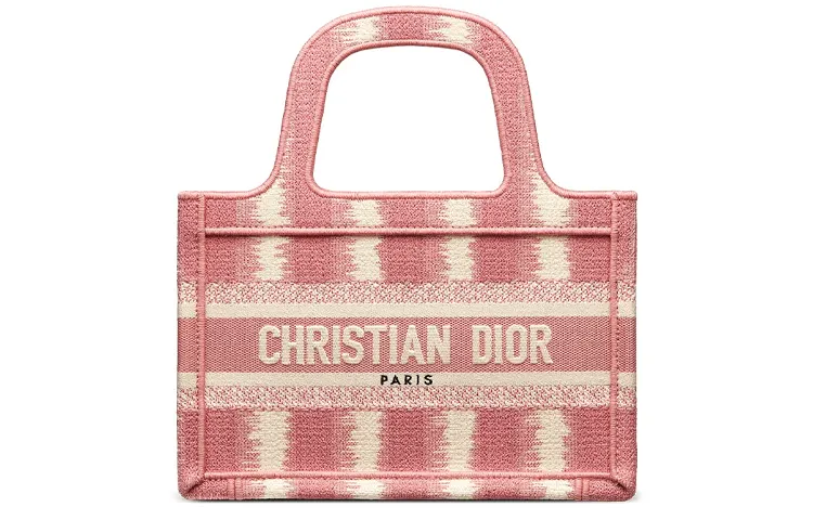 DIOR BookTote Embroidery Tote Bag, Shopping Bag, Handbag Mini Women's Pink