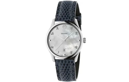 GUCCI Wrist Watches Automatic Mechanical Movement Genuine Leather Strap Silver Dial Women's Watch