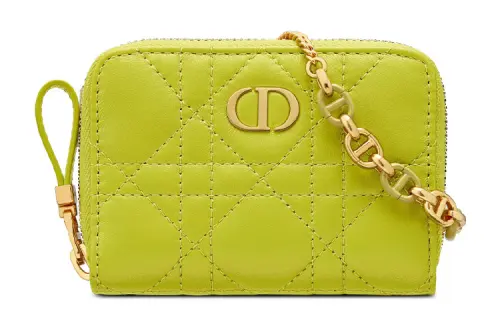 DIOR Sheepskin Clutch Mini Women's Green Yellow