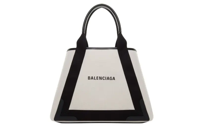 Balenciaga Navy Cow Leather, Cotton, Canvas Bag, Handbag, Shoulder Bag Medium Women's