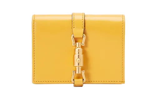 GUCCI Jackie 1961 Leather Clutch Wallet, Card Holder Small Women's Yellow
