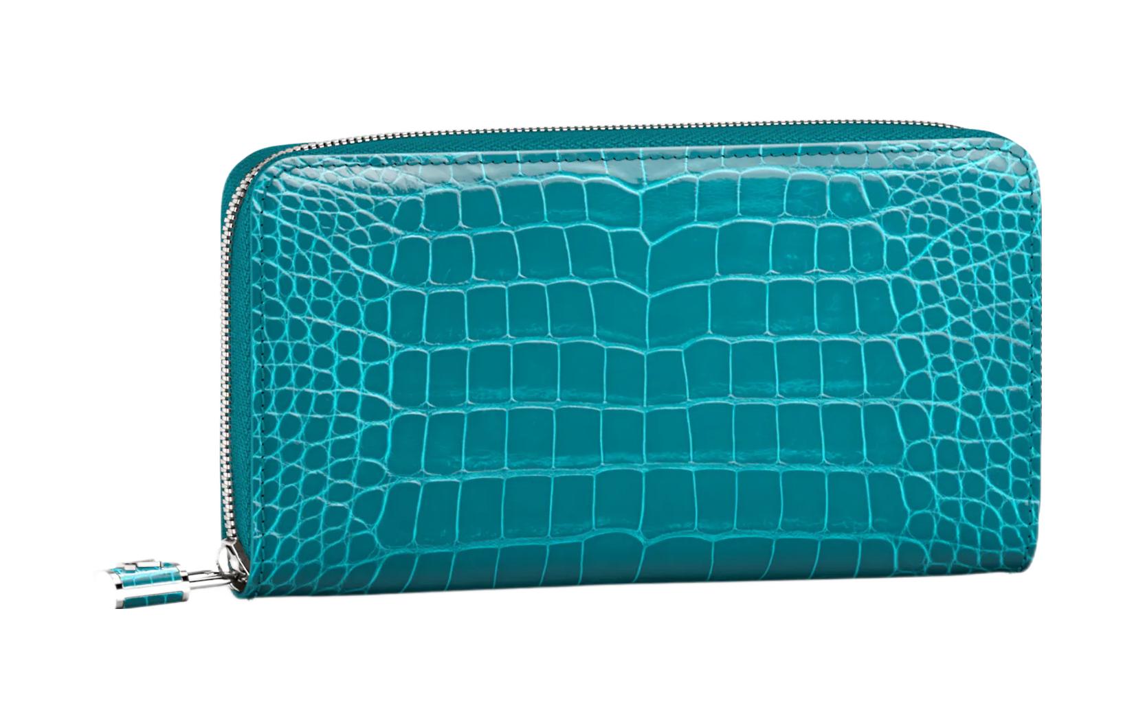LOUIS VUITTON Zippy Wallet Series Alligator Leather Goat Leather Lining Long Zipper Wallet Wallet Women's Duck Blue