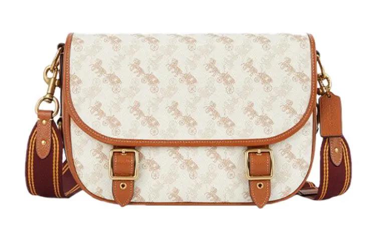 COACH Field Coated Canvas Crossbody Bags Large Women's Amber & White