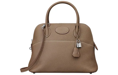 HERMES Bolide Clemence Bullock Leather Handbag, Shoulder Bag, Crossbody Bag 18 Women's 18 Etoupe Elephant Gray