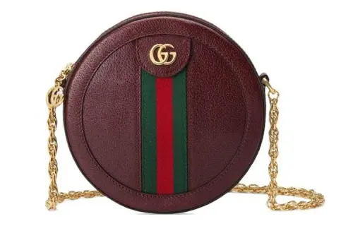 GUCCI Leather Portable Crossbody Bag, Shoulder Bag Mini Women's Dark Red