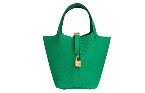 HERMES Picotin Lock Clemence Bullock Leather Basket Bag, Bucket Bag, Handbag 18 Women's 6W Menthe Mint Green