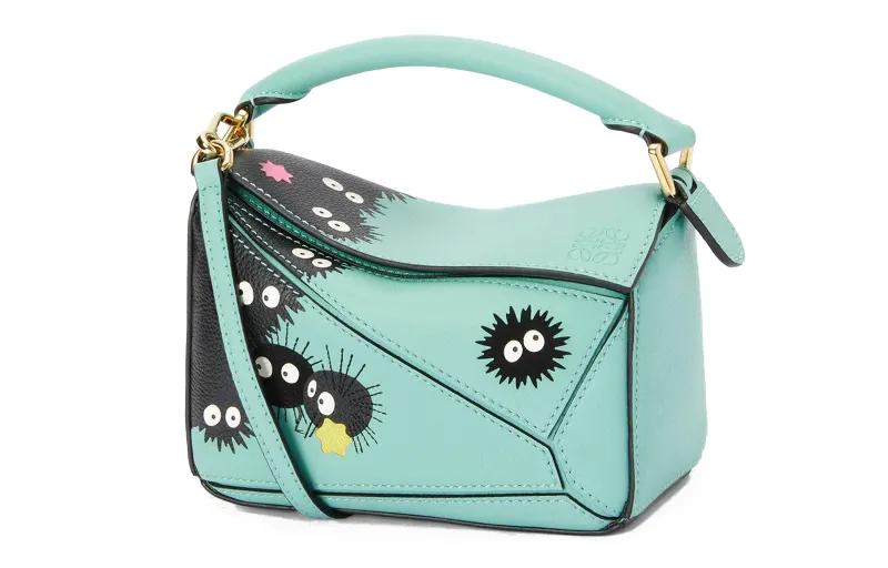 LOEWE Chihiro And Chihiro, Collaboration Puzzle Calfskin Handbag, Shoulder Bag, Crossbody Bag Women's Blue Green