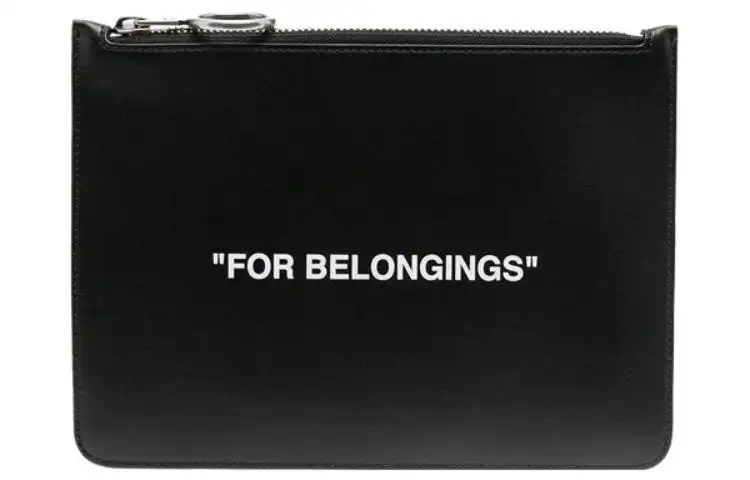 OFF WHITE Leather Clutch Men's Black