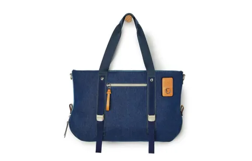LOEWE Denim With Cow Leather One Shoulder Handbag Men's Indigo