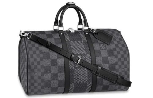 LOUIS VUITTON Keepall Canvas With Leather Travel Bag Men's