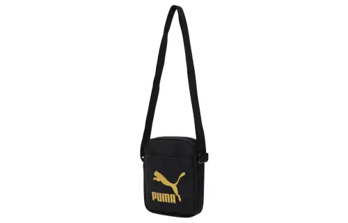 PUMA Fabric Small Square Bag, Shoulder Bag, Crossbody Bag Regular Unisex Black Gold