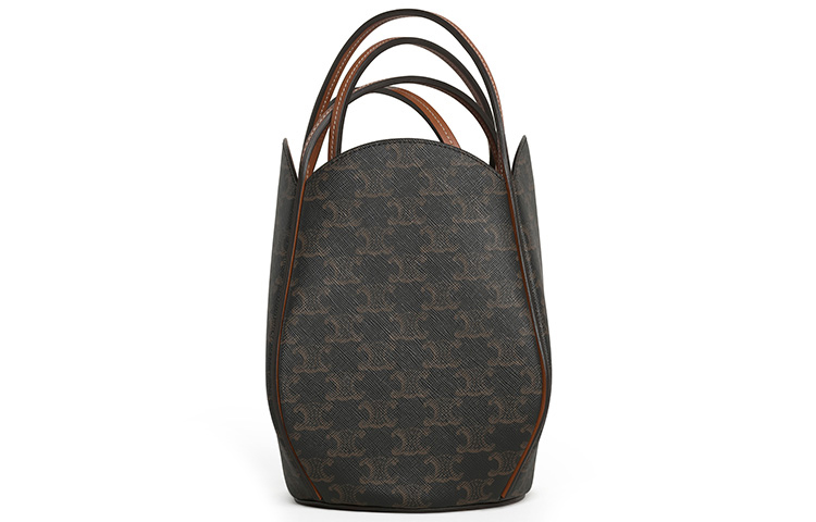 CELINE Triomphe Artificial Leather Bucket Bag, Shoulder Bag, Crossbody Bag, Handbag Women's Tawny