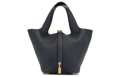 HERMES Picotin Lock Epsom Leather Basket Bag, Bucket Bag, Handbag 18 Women's Marine Blue