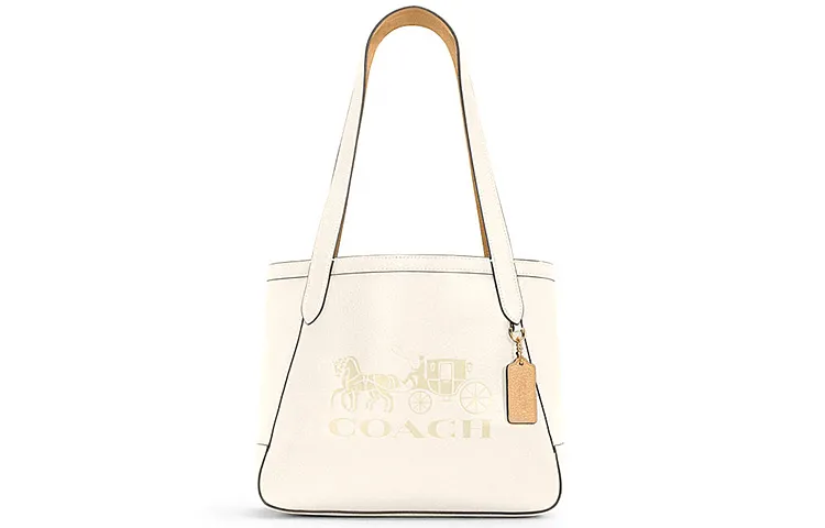 COACH Leather Tote Bag, Shopping Bag, Handbag, Shoulder Bag Women's Ecru