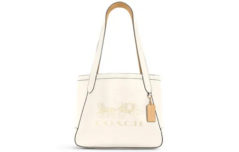 COACH Leather Tote Bag, Shopping Bag, Handbag, Shoulder Bag Women's Ecru
