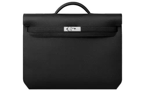 HERMES Kelly Depeches Epsom Leather Business Handbag Men's Noir Black