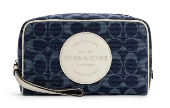 COACH DempseyBoxy Leather Cotton Small Square Bag Camera Bag Makeup Bag Clutch Small Women's Denim