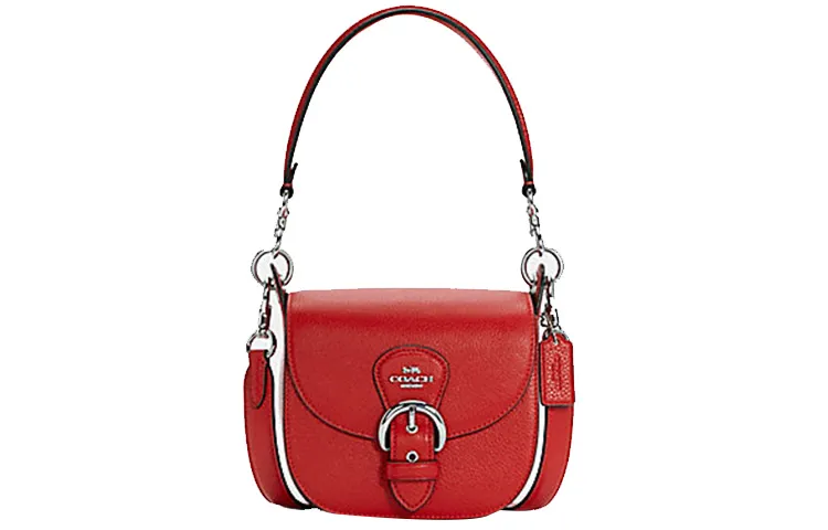 COACH Kleo Leather Saddle Bag, Portable Crossbody Bag, Shoulder Bag Women's Red