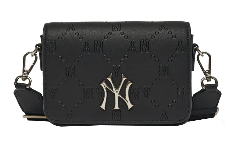 MLB New York Yankees Cow Leather Camera Bag, Crossbody Bag Regular Unisex Black