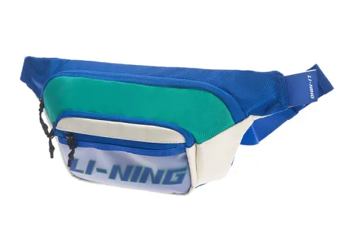 Li Ning Sports Fashion Collection Zip Closure Polyester Fanny Pack Regular Unisex Blue Green White