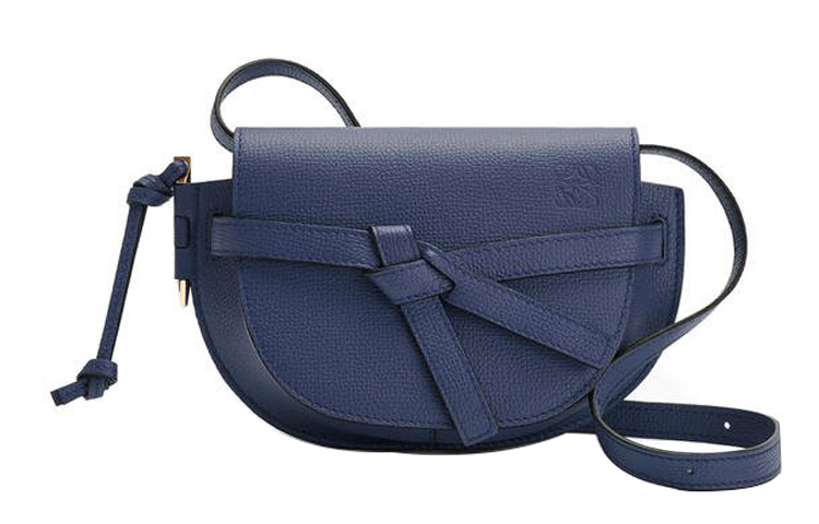 LOEWE Gate Pebble Calfskin Shoulder Bag Women's Marine Blue