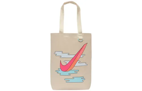 Nike Heritage Print Cotton Tote Bag, Shopping Bag, Shoulder Bag Unisex Beige