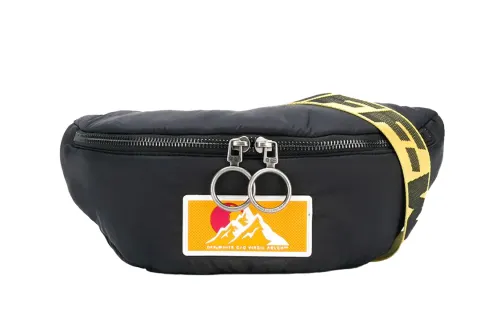 OFF WHITE Polyurethane Sling Bag, Fanny Pack Regular Unisex Black