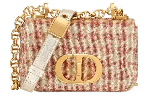 DIOR Caro Embroidery Metal With Leather Shoulder Bag, Crossbody Bag Extra Mini Women's Pink