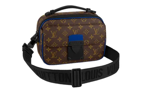 LOUIS VUITTON S Lock Coated Canvas Messenger Bag, Portable Crossbody Bag, Shoulder Bag Regular Men's Blue
