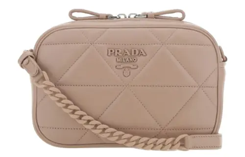 PRADA Leather Shoulder Bag Women's Beige