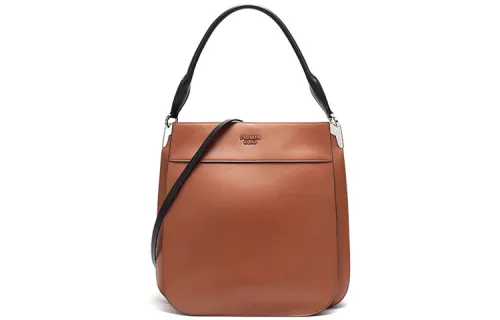 PRADA Magnetic Closure Cow Leather Handbag, Shoulder Bag Women's Cognac