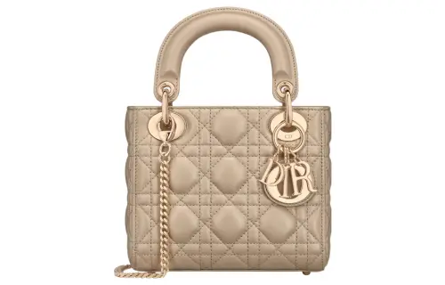 DIOR Lady Dior Sheepskin Handbag, Shoulder Bag, Crossbody Bag, Handbag Mini Women's Milk Tea