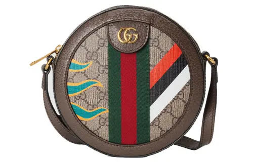 GUCCI Ophidia Canvas With Leather Round Bag, Shoulder Bag, Crossbody Bag Women's