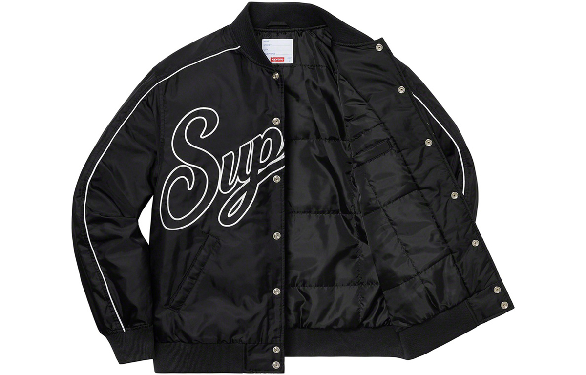 Куртка Supreme FW20 College Baseball Jacket (черно-белая) — фото 6