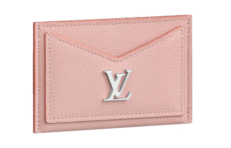 LOUIS VUITTON Calfskin Card Holder Women's Cherry Blossom Pink