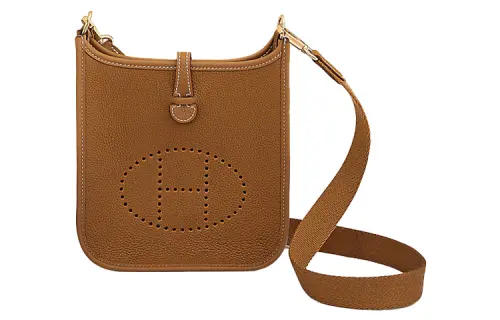 HERMES Evelyne Maurice Bullock Leather Crossbody Bag, Shoulder Bag 16 Women's 37 Gold Brown