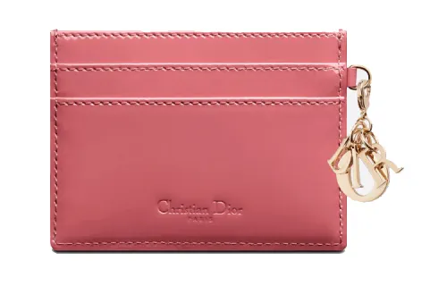 DIOR Lady Dior Cow Leather Wallet Women's Pink